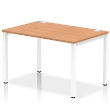 Impulse Single Row Bench Desk W1200 x D800 x H730mm Oak Finish White