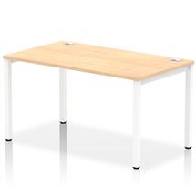 Impulse Single Row Bench Desk W1400 x D800 x H730mm Maple Finish White