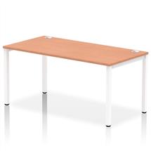 Impulse Single Row Bench Desk W1600 x D800 x H730mm Beech Finish White