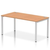 Impulse Single Row Bench Desk W1600 x D800 x H730mm Oak Finish Silver