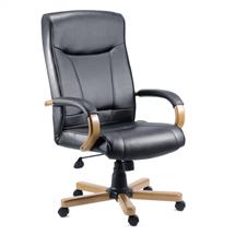 Kingston Bonded Leather Faced Executive Office Chair Black/Light Wood