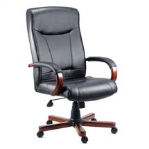 Kingston | Kingston Bonded Leather Faced Executive Office Chair Black/Mahogany