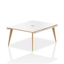 Oslo 1200mm Back to Back 2 Person Desk White Top Natural Wood Edge