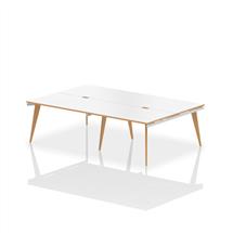 Oslo Bench Desking | Oslo 1200mm Back to Back 4 Person Desk White Top Natural Wood Edge