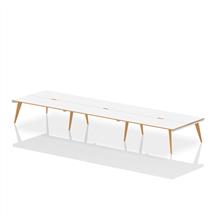 Oslo 1400mm Back to Back 6 Person Desk White Top Natural Wood Edge