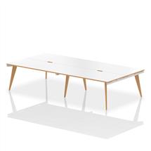 Oslo 1600mm Back to Back 4 Person Desk White Top Natural Wood Edge