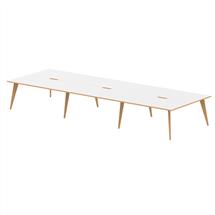 Oslo 1600mm Back to Back 6 Person Desk White Top Natural Wood Edge