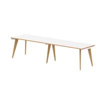 Oslo 1600mm Single Row 2 Person Desk White Top Natural Wood Edge White