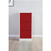 Phoenix FC Series 3 Drawer Filing Cabinet Grey Body Red Drawers with