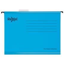 Rexel Classic Foolscap Reinforced Suspension Files V base 15mm Blue