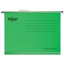 Rexel Suspension Files | Rexel Classic Foolscap Suspension File Card 15mm V Base Green (Pack