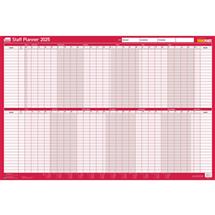 Sasco 2025 Staff Year Wall Planner 915W x 610mmH With Wet Wipe Pen &