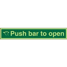 Seco Photoluminescent Safe Procedure Safety Sign Push Bar To Open Glow