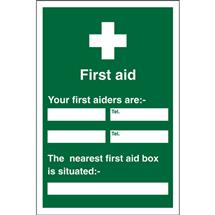 Seco Safe Procedure Safety Sign First Aiders Semi rigid Plastic 200 x