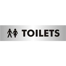 Seco Sliding Sign TOILETS Reversed Printed Acrylic Door Sign Brushed