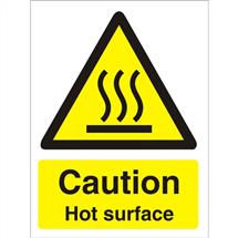 Seco Warning Safety Sign Caution Hot Surface Semi Rigid Plastic 50 x