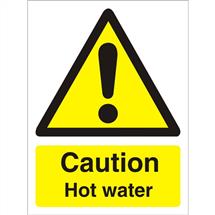 Seco Warning Safety Sign Caution Hot Water Semi Rigid Plastic 50 x