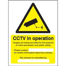 Seco Warning Safety Sign CCTV In Operation Semi Rigid Plastic 150 x