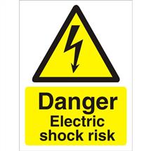 Seco Warning Safety Sign Danger Electric Shock Risk Semi Rigid Plastic