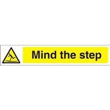 Seco Warning Safety Sign Mind The Step Semi Rigid Plastic 300 x 50mm