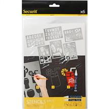 Securit | Securit Liquid Chalk Maker Stencil Set Plastic (Pack 6) - SECSTN-5