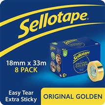 Sellotape Original Easy Tear Extra Sticky Golden Tape 18mm x 33m (Pack