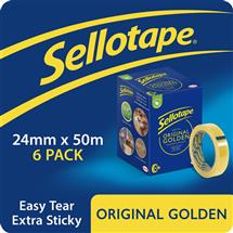 Sellotape Original Easy Tear Extra Sticky Golden Tape 24mm x 50m (Pack