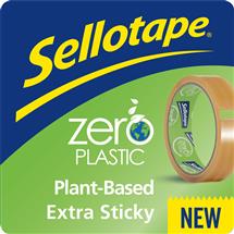 Sellotape Zero Plastic Plant Based Easy Tear Extra Sticky Tape Clear