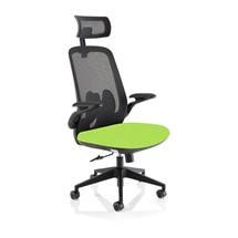 Sigma Executive Mesh Back Office Chair Bespoke Fabric Seat Myrrh Green