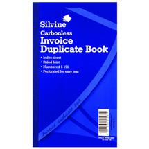 Silvine 210x127mm Duplicate Invoice Book Carbonless Ruled 1100 Taped