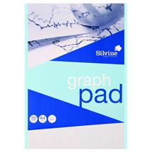 Silvine A4 Graph Pad 1/5/10mm 90gsm 50 Sheets White/Blue Grided Paper