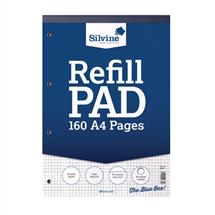 Silvine A4 Refill Pad 5mm Quadrille Squares 160 Pages Blue/White (Pack