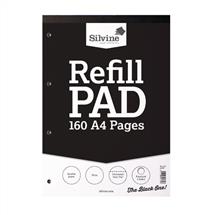 Silvine Refill Pads | Silvine A4 Refill Pad Plain 160 Pages Black (Pack 6) - A4RPP