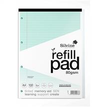 Silvine SEN Refill Pad A4 With Tinted Coloured Papers 100 Page Ruled