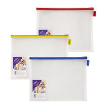 Snopake Mesh Zippa Bag EVA Foolscap 300 Micron Assorted Colours (Pack