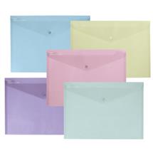 Snopake ReBorn A4 Polyfile Popper Wallet with PressStud Closure Pastel