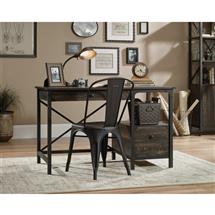 Teknik | Steel Gorge Wrought Iron Style Home Office Desk Carbon Oak - 5423912