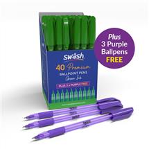 Swash Premium Triangular Medium Tip Ballpoint Pens Green Plus 3 FREE