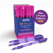 Swash Premium Triangular Medium Tip Ballpoint Pens Pink Plus 3 FREE