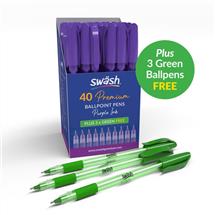 Swash Premium Triangular Medium Tip Ballpoint Pens Purple Plus 3 FREE