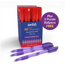 Swash Premium Triangular Medium Tip Ballpoint Pens Red Plus 3 FREE