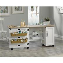 Teknik Craft Sewing/Craft Cart W1580 x D494 x H724mm Soft White Lintel