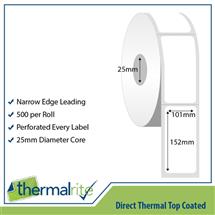 Thermalrite Direct Thermal Labels 101x152mm 25mm core (Pack 20 Rolls