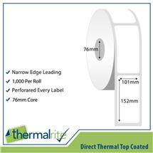 Thermalrite Direct Thermal Labels 101x152mm 76mm core (Pack 10 Rolls