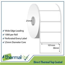 Thermalrite | Thermalrite Direct Thermal Labels 101x38mm 25mm core (Pack 30 Rolls of