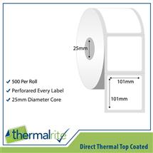 Thermalrite Direct Thermal Labels101x101mm 25mm core (Pack 20 Rolls of