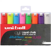 uni Chalk Marker Chisel Tip Broad Assorted Colours (Pack 8)