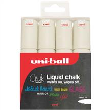 uni Chalk Marker Chisel Tip Broad White (Pack 4) - 153494344