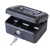 ValueX Metal Cash Box 200mm (8 Inch) Key Lock Black - CBBK8