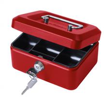 ValueX Metal Cash Box 200mm (8 Inch) Key Lock Red - CBRD8